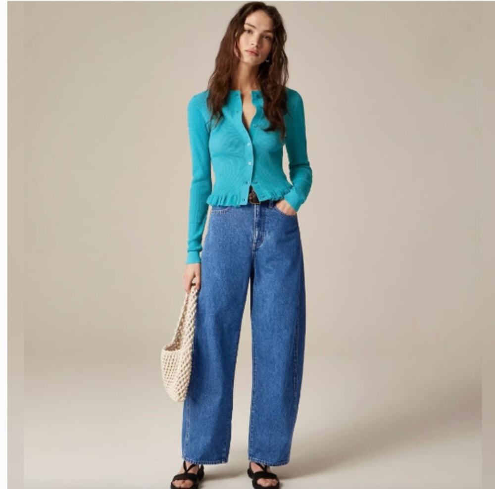 J. CREW Barrel Leg Jeans Rigid Relaxed Elaine Wash Sz 32 $158 {3Z40}